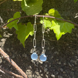 Dainty Paperclip Chain Link Gemstone Earrings
