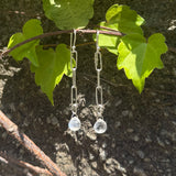 Dainty Paperclip Chain Link Gemstone Earrings