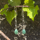 Dainty Paperclip Chain Link Gemstone Earrings