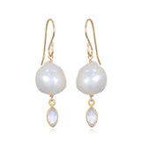 Baroque Pearl & Moonstone Dangle Earrings