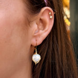 Gold Wrapped Pearl Earrings