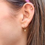 12mm Tiny Bead Flowers with Dangling Diamond Huggies