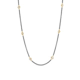 Stone, 18k & Oxidized Silver Textile Station Necklace