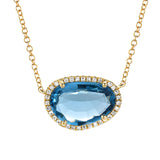 Organic Shaped London Blue Topaz Necklace
