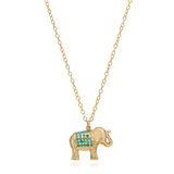 Turquoise Elephant Charm Necklace- Gold