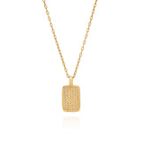 Gold Tone Rectangle Dotted Necklace
