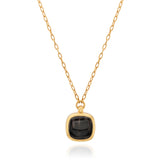 Small Hypersthene Cushion Necklace-Gold