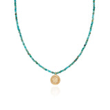 Delicate Beaded Circle Pendant Necklace - Gold