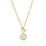 Coin Pearl Toggle Chain Necklace