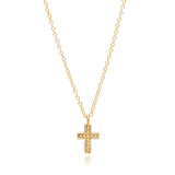 Small Gold Dotted Cross Necklace