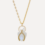 Moonstone Wishbone Charm Necklace