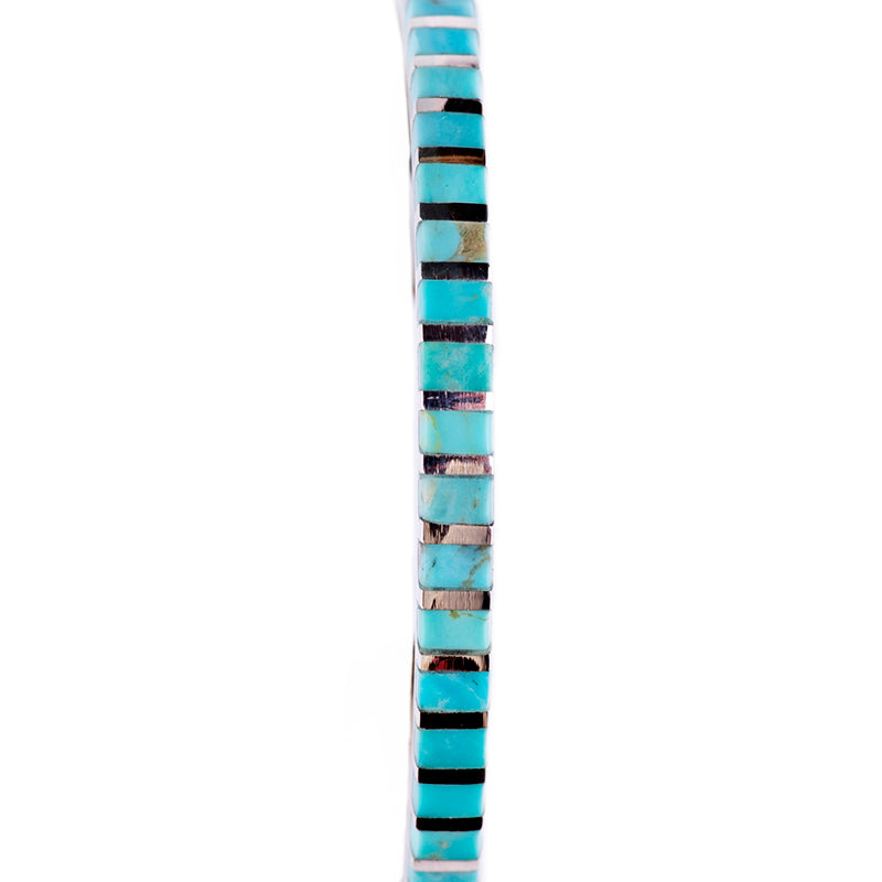 Inlay Turquoise Hoop Earrings (1 5/8")
