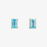 Blue Topaz Emerald Cut Studs