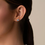 Blue Topaz Emerald Cut Studs