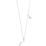 Simple Crescent Moon Necklace W/Star on Chain