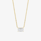 White Topaz 6x4mm Emerald Cut Necklace