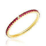 Ruby Eternity Band with White Diamonds at Compass Points