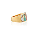 Gold Plated Inlay Multi Stone Ring