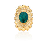 Large Scalloped Malachite Chrysocolla Ring