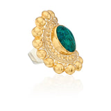 Large Scalloped Malachite Chrysocolla Ring