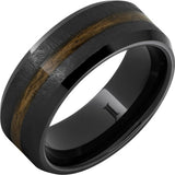 8mm Black Ceramic Band Bourbon Wood Inlay