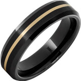 6mm Black Ceramic Bevel 1mm 14KY Inlay