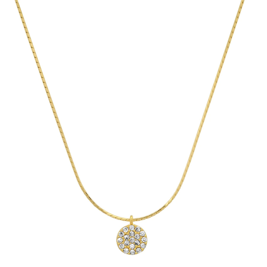 Gold Vermeil chain necklace with CZ pave disc