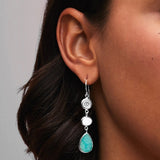 Amazonite and White Agate Trip Drop Earrings