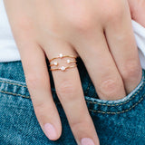 14k Diamond Triple Open Band Ring