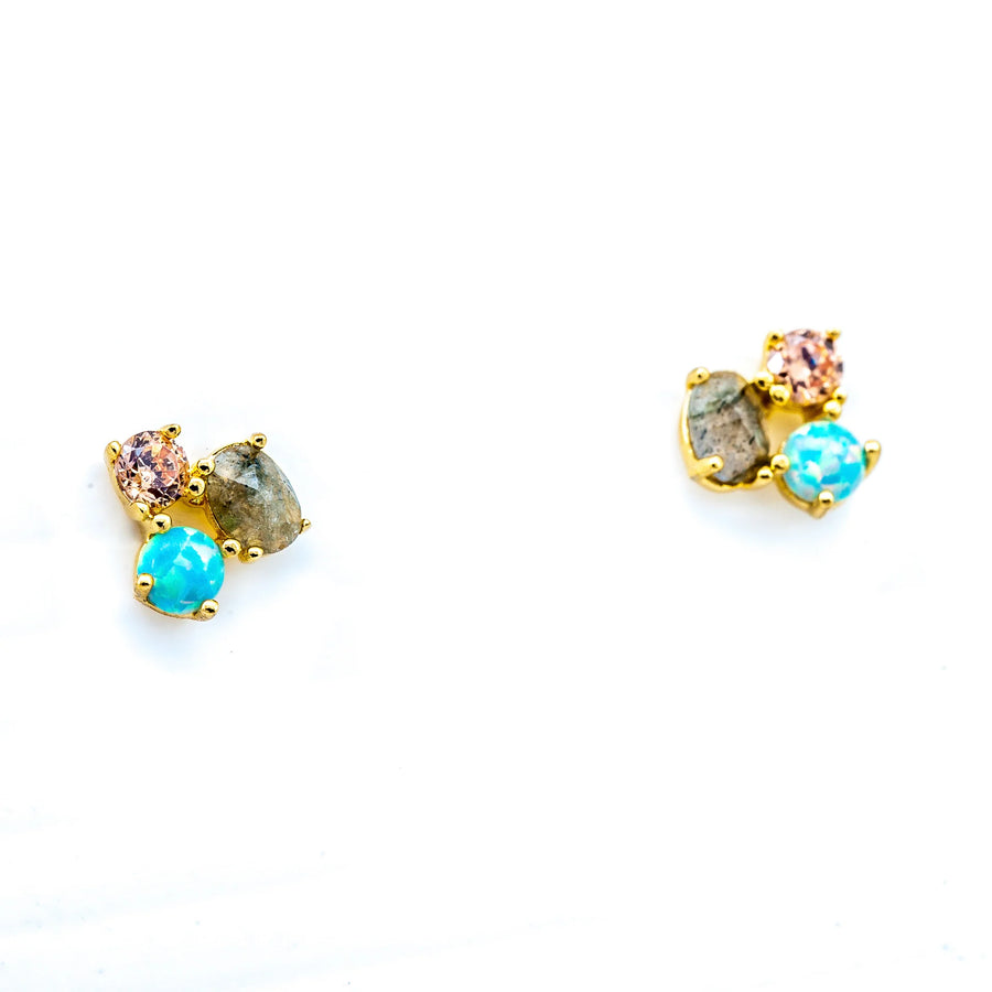 Triple Stone Cluster Studs