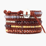 Leather Wrap with Garnet Mix