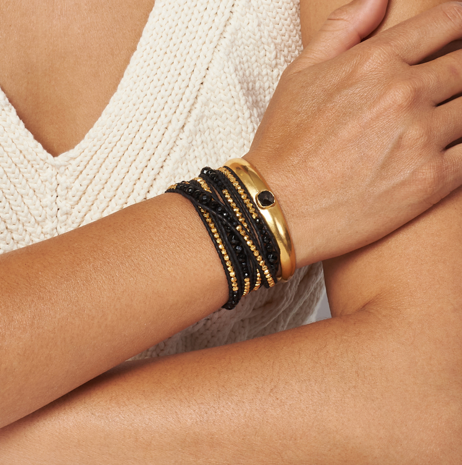 Onyx Leather Wrap Bracelet
