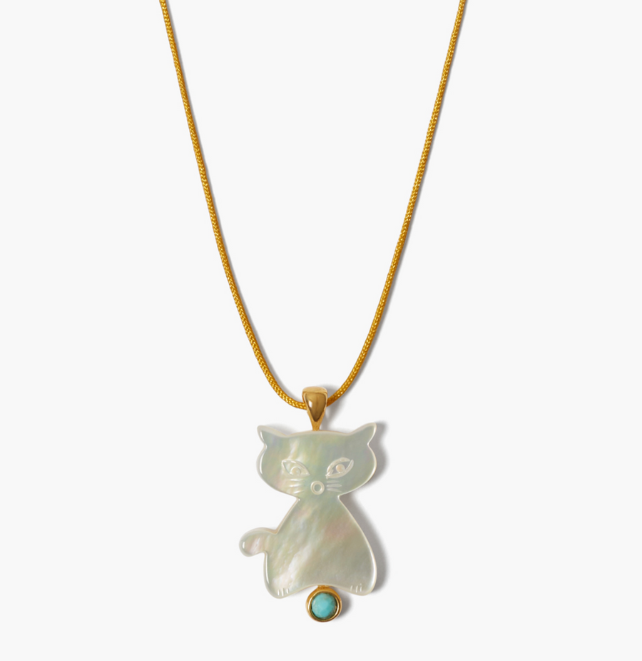 Mother of Pearl Cat Necklace