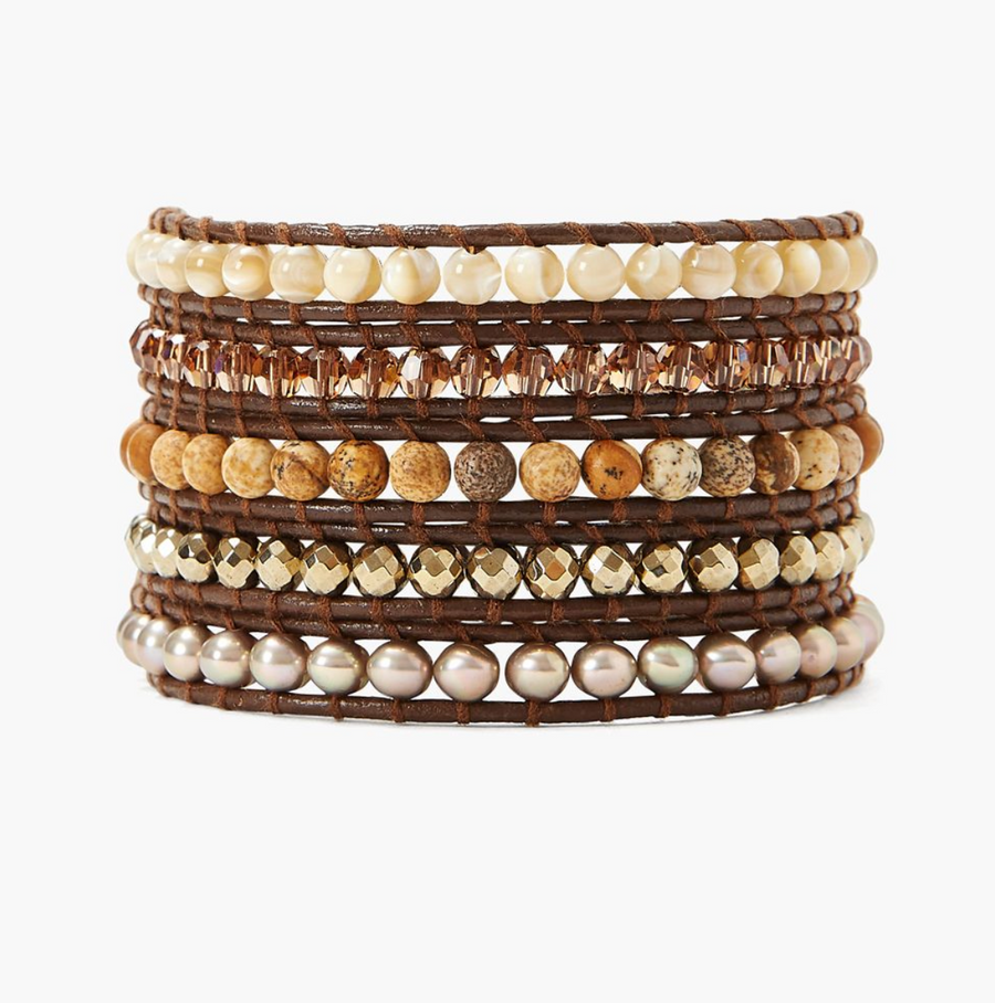 Stone Mix Leather Wrap