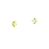 Gold Vermeil CZ Half Moon Post with Synthetic Opal Studs