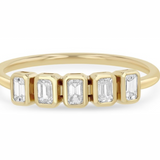 5 Bezel Set Emerald Diamond Ring