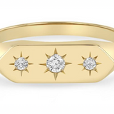 Triple Star Diamond Signet ring