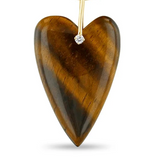 14k Carved Heart Tiger's Eye Pendant