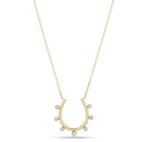 14k Gold Graduating Prong Diamond Horseshoe Necklace
