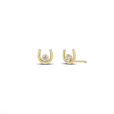 14k Gold Prong Diamond Horseshoe Studs