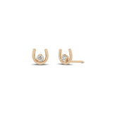 14k Gold Prong Diamond Horseshoe Studs