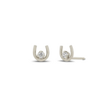 14k Gold Prong Diamond Horseshoe Studs