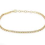 14k Gold Small Diamond Bezel Tennis Segment Box Chain Bracelet