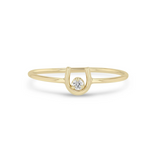 14k Gold Tiny Horseshoe Ring with Diamond