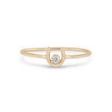 14k Gold Tiny Horseshoe Ring with Diamond