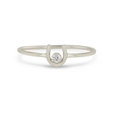 14k Gold Tiny Horseshoe Ring with Diamond