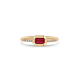 Bezel set Ruby Diamond Ring with French Set White Pavé Diamonds