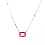 Emerald Cut Pink Topaz Necklace