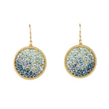 Round Indigo Mix Beaded Disc Earrings