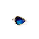Asymmetrical Blue Rainbow Moonstone Ring